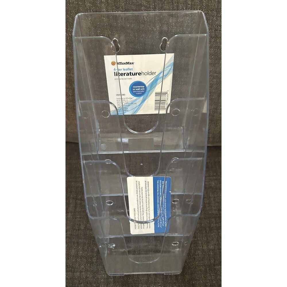 Office Max 4 Tier Leaflet Holder Acrylic Letter Paper Wall Hanging New